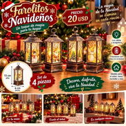 ✨ Kit de 4 farolitos navideños que alumbran son de pila (incluidas) medidas en la foto 20 USD el kit Ojo son grandesito - Img 58444734