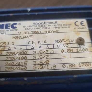 Motor Trifásico de 1Hp Italiano. Poco uso. - 2/2