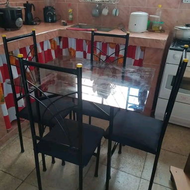 Juego de comedor de tubo con cristal 💥 entrega Gratis en toda la Habana - Img 106252196