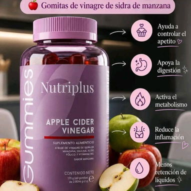 GOMITAS DE VINAGRE DE MANZANA 🍏 Granada, ácido fólico, inulina y vitamina B12🍏 - 4/4