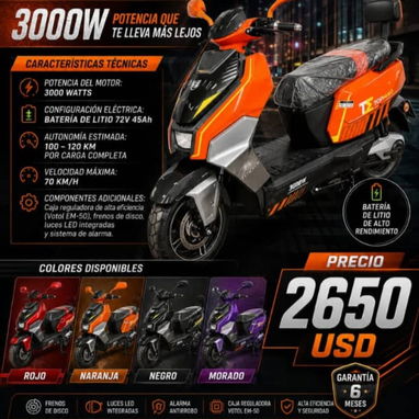 Motos eléctricas: Ava Flamingo, Topmap, Kvitova, Vedca, Yoazaky 707, Scooter fly, Fly racing, Volta X - 4/9