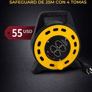 ;_  CARRETE DE EXTENSIÓN SAFEGUARD DE 25M CON 4 TOMAS - Img 57238824