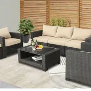 Mueble de Rattan y Juegos de terraza sofá de tres plazas, dos butacas, mesa de centro y puff comunícate con Pedro - Img 53288766