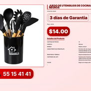 JUEGO DE UTENSILIOS DE COCINA DE 12 PIEZAS NEGROS VPT-0152 - Img 56216014