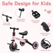 🚲 Triciclo Convertible 3 en 1 para Niños – Rosa - Img 56661208