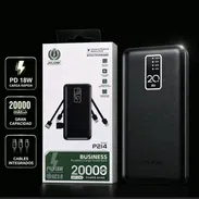 Cargador portátil (power bank) JNUOBI de 20,000 mAh con carga rápida PD 18W y cables incorporados (modelo P214 - Img 57854377