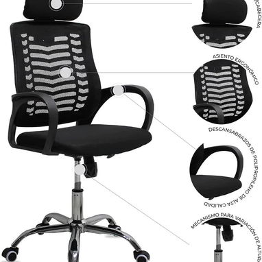 Silla Giratoria Ejecutiva de Oficina con respaldo ergonómico y reposa cabezas (Silla de Computadora) Precio: 80USD - 2/3