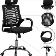 Silla Giratoria Ejecutiva de Oficina con respaldo ergonómico y reposa cabezas - Img 56773080