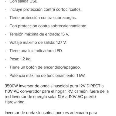 🔸 Convertidor de corriente 🔸 3500 W 🔸 Onda Pura 💲 95 usd - Img 119729387
