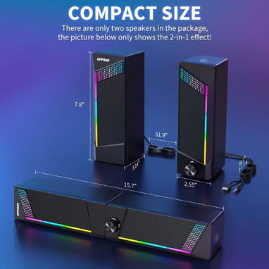 Altavoces Gamer para PC con Luces RGB, USB y Auxiliar 3.5 mm en La Habana - Img 121544635