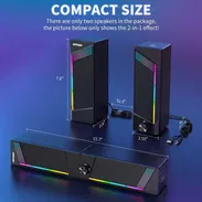 Set  de altavoces Gamer para PC con Luces RGB Se alimentan por USB y se conectan mediante auxiliar de 3.5 mm. - Img 55667928