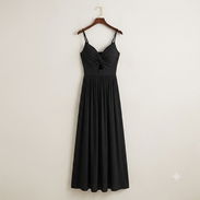 Vestido largo de fiesta elegante, color negro de tirantes con escote [Talla XL] 25usd - Img 56126018