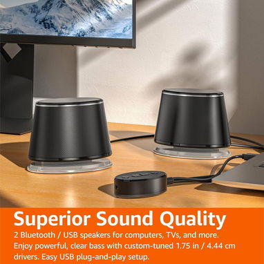 🔊 Bocinas Amazon Basics Bluetooth y USB con Luz Azul Para PC o Laptop Envío Disponible* + Garantía** - Img 105576445