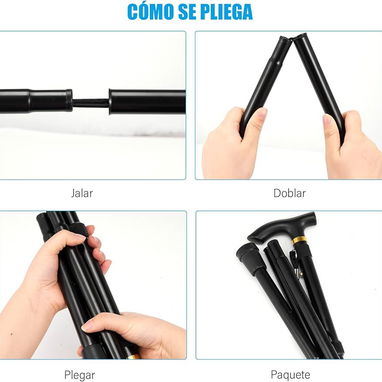 Bastón Plegable Ajustable, Baston Retractil Fácil de Llevar y Transportar para Caminar Ajustable y Plegable - Img 116565742