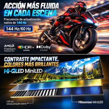 Hisense 65" Class U6 Pro Series ULED MiniLED 4K Smart TV 2026 IA integrado WiFi 6 - 3/10