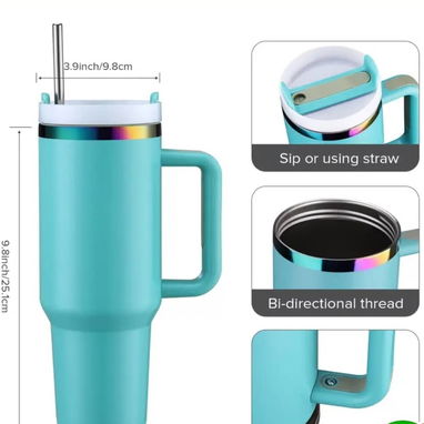 Tazas de acero jarra de agua grande 40oz, termos grandes con asa - 2/4