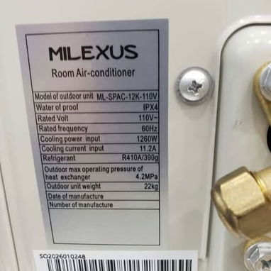 Split Milexus 110V 1 tonelada - 3/4