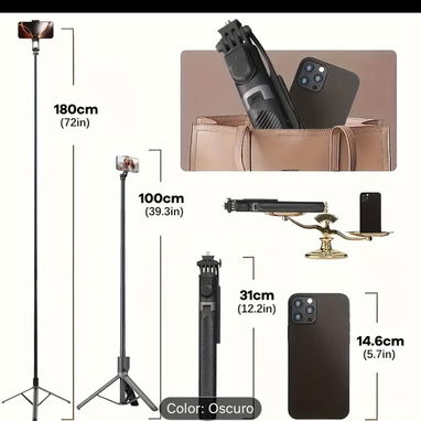 Tripode -palo serfie 1.90Cm -mando a distancia 📸 y aplique para más accesorios - Img 108110871