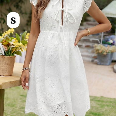 Vestidos blancos tipo tejido. Verano, veraniegos, frescos, ideales para la playa. Diferentes tallas, pequeñas y grandes - 3/6