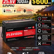 Baterías de litio  Dumfume lifepo4, 25.6v 100 amp - Img 57722236