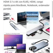 35 USD - Hub USB tipo C 5 en 1, adaptador HDMI 3.1 a 4K con RJ45, HDMI, carga rápida para MacBook, Notebook, ordenador p - Img 45217752