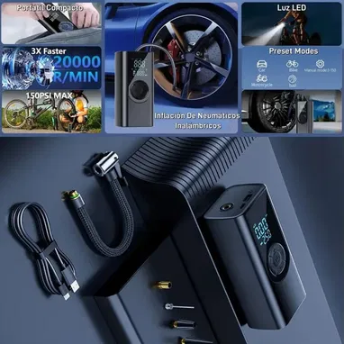 35 usd Compresor de aire para motos, autos, camiones y bicicletas 150 psi - 6/8