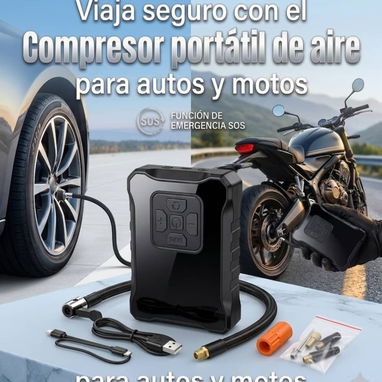 Malla para el asiento para moto, correas tensores con gancho, compresor portátil - 2/3