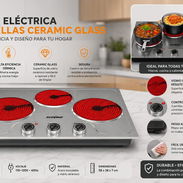 🔥 Cocina Eléctrica de 3 Hornillas Ceramic Glass 🔥 ✅ 3 hornillas independientes (650W + 500W + 650W) ✅ Potencia total d - Img 55881637