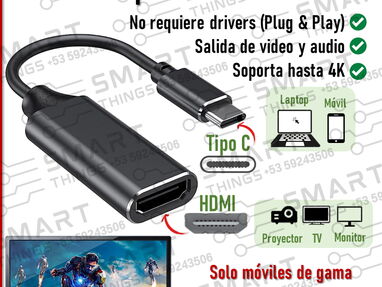 Adaptadores de video* HDMI VGA/ VGA HDMI/ DVI HDMI/ DVI VGA/ Displayport HDMI Tipo C HDMI Splitter HDMI/ Cable HDMI HDMI - Img 65346549