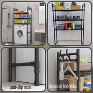 🛒 Mueble organizador para lavadora o taza – 3 estantes y ganchos laterales - Img 57946726