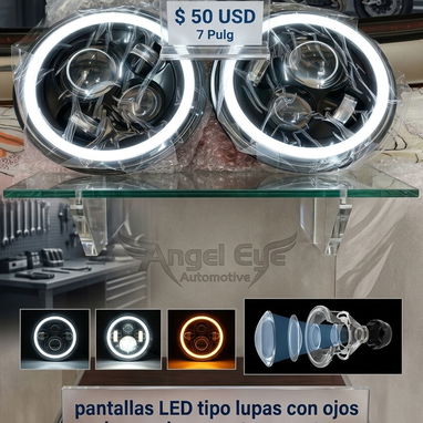 PANTALLAS LED MODERNAS DE 7 PULGADAS tipo lupas con larga y corta de alta densidad y OJO DE ANGEL INCLUIDO ,ALUMBRAN EN - Img 121307204