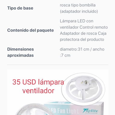 Lámpara led ventilador integrado - Img 116102390