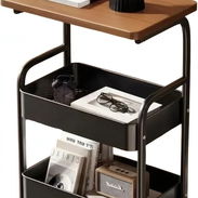 *Mesa auxiliar multiuso* ● Medidas: 29×42×77cm ● Compuesto por 2 estantes y tablero superior ● Material: Madera MDF y - Img 56698174