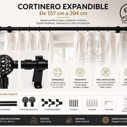 Cortinero expandible 👑cortineros expandibles 3metro Se reducen a 1.57cm y se expanden a 3.05cm - Img 55944824