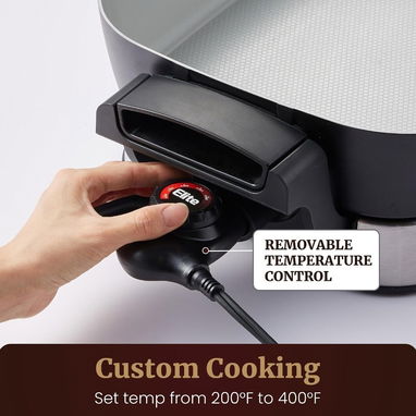 Sartén Eléctrico de Cerámica Elite Gourmet 1500W (Plegable / Stow-Away) - 7/7