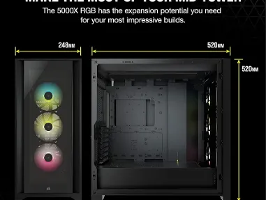 Corsair iCUE 5000X RGB - Gabinete inteligente ATX semitorre para PC con vidrio templado, color negro Esta Nuevesito - Img 65757381