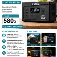 Capacidad: 992 Wh • Potencia de salida: 1200 W • Batería de litio de alta calidad • 3 salidas AC • 2 puertos USB-A • 2 p - Img 55693173