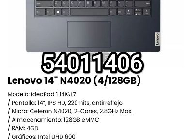 !! Laptop Lenovo 14" N4020 (4/128GB) Nueva en caja/Modelo: IdeaPad 1 14IGL7!!! - Img main-image-45631641