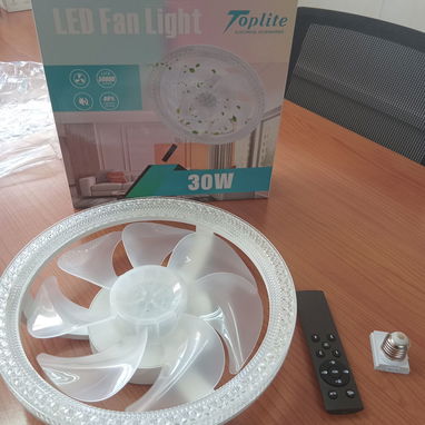 Lámpara Con Ventilador Led 30W Control Remoto, Lámpara Led Fan 30W Ahorro Energía y Confot VPT# - 9/10