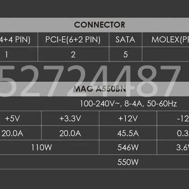 ✅✅52724487 - Fuente MSI MAG A550BN (550W/45,5A) 80+ Bronce✅✅ - Img 109667249