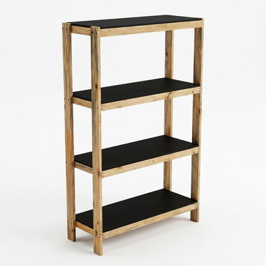 Estante de 4 niveles en madera de pino y pleywood 6 mm, ideal para negocios, cafeterías o almacenes. - Img 115640622