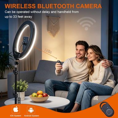 * Anillo de luz para selfie de 10" con trípode de 73" y 1 soporte para teléfono. - Img 121528414