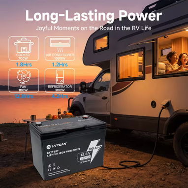 Bateria LVYUAN de iones de litio LiFePO4 de 12V 100Ah - 7/9