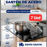 SARTÉN DE ACERO INOXIDABLE  160 mm (diámetro) x 100 mm (alto)  2 LITROS, Entrega gratis para toda La Habana - Img 54697159