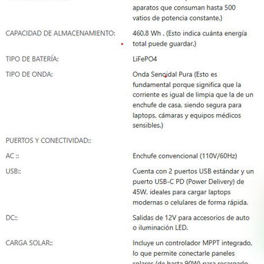 ESTACION DE ENERGIA 500W eg010li - Img 121645630