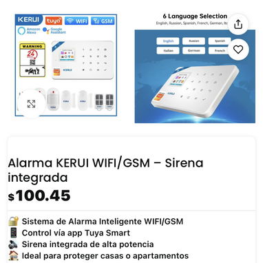 📲52774129 Sistema de Alarma KERUI para Casa (2 Sensores) avisos por sms y sirena de alta intensidad - Img 127034252