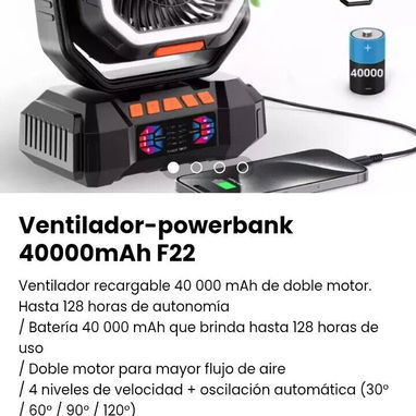 Ventilador f22 recargable 40 000 mah - Img 123539343