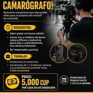 🎥 ¡Se busca camarógrafo! Salario por día de trabajo - Img 56418092