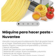 Máquina para hacer pasta - Nuvantee. Diseñada para hacer espaguetis, fettuccini, lasaña, linguini, masa para empanadilla - Img 58420843
