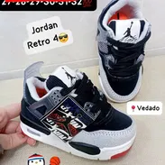 TENIS PARA NIÑOS Y NIÑAS JORDAN RETRO 4 ROJO Y NEGRO - Img 55636227